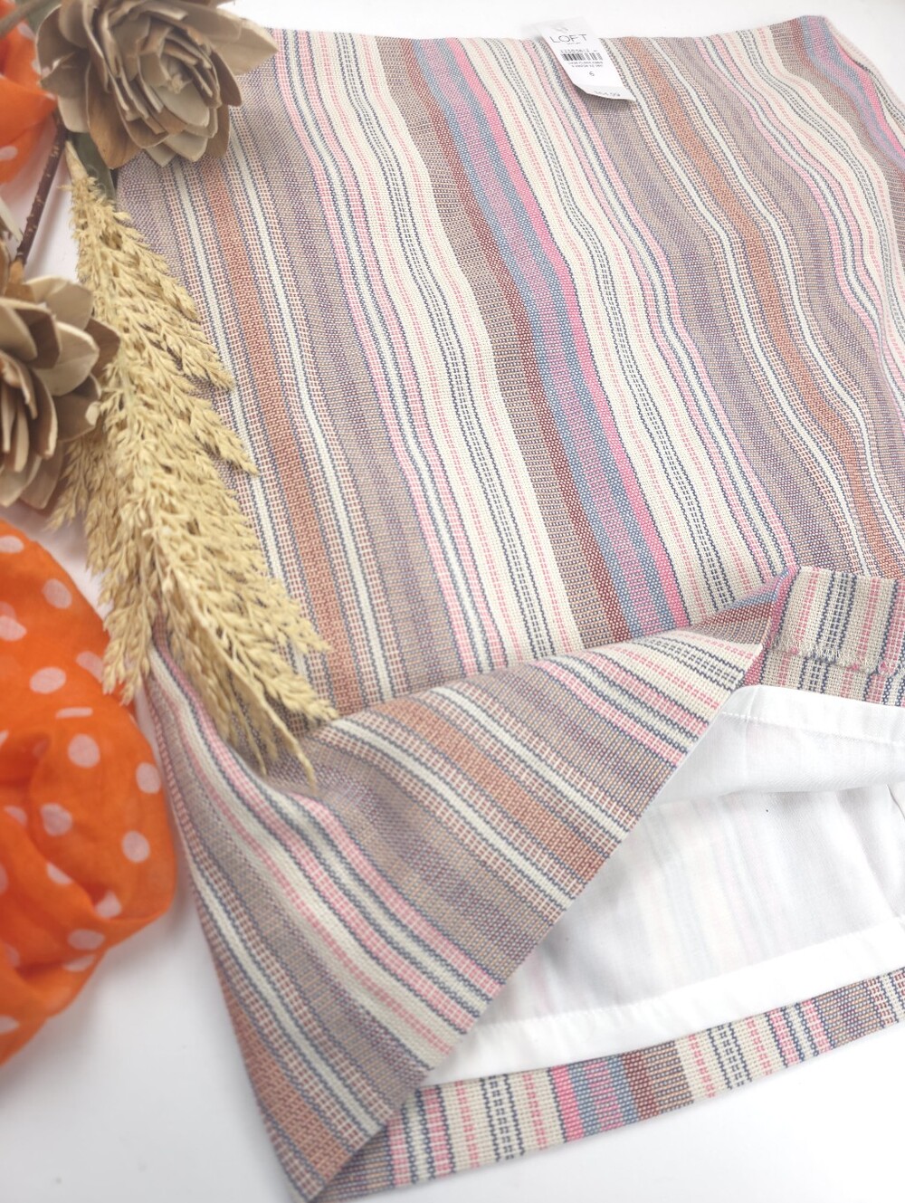 New Loft Striped Multicolor Striped Skirt Sz 6